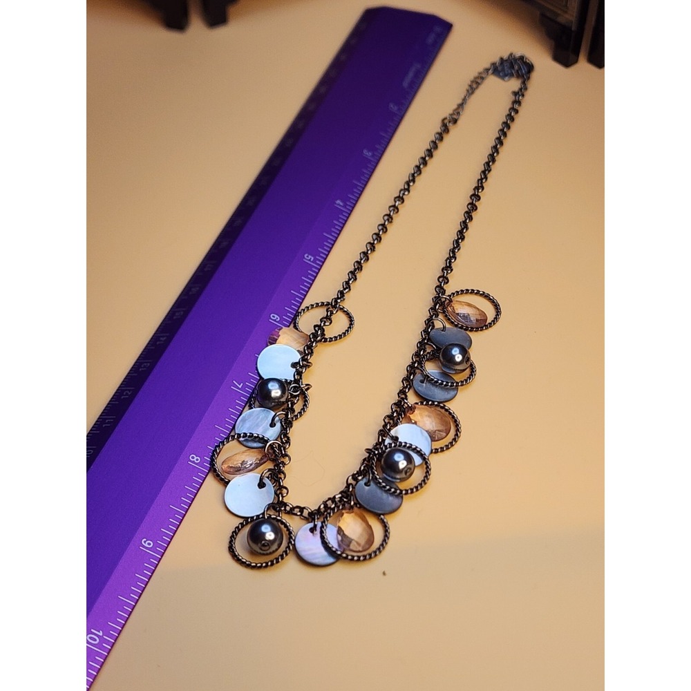 Vintage COOKIE LEE Necklace‎ Faceted Teardrop Beads Discs Ball Iridescent 16" - Picture 4 of 4